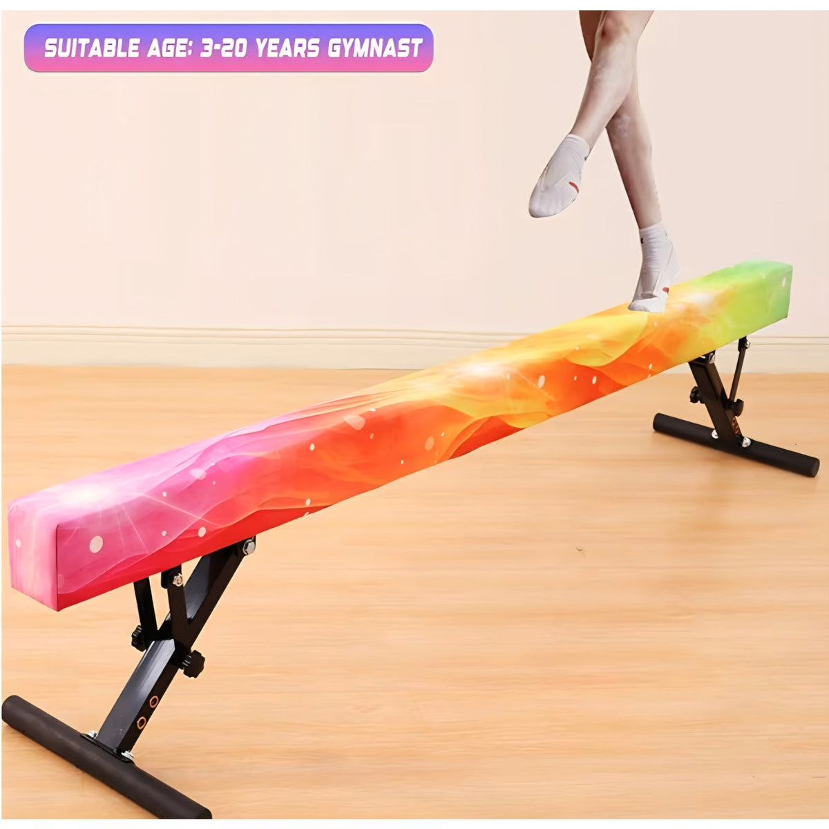 Adjustable Balance Beam 8 ft Gymnastic Beam Adjustable Height for Kids and Teenage