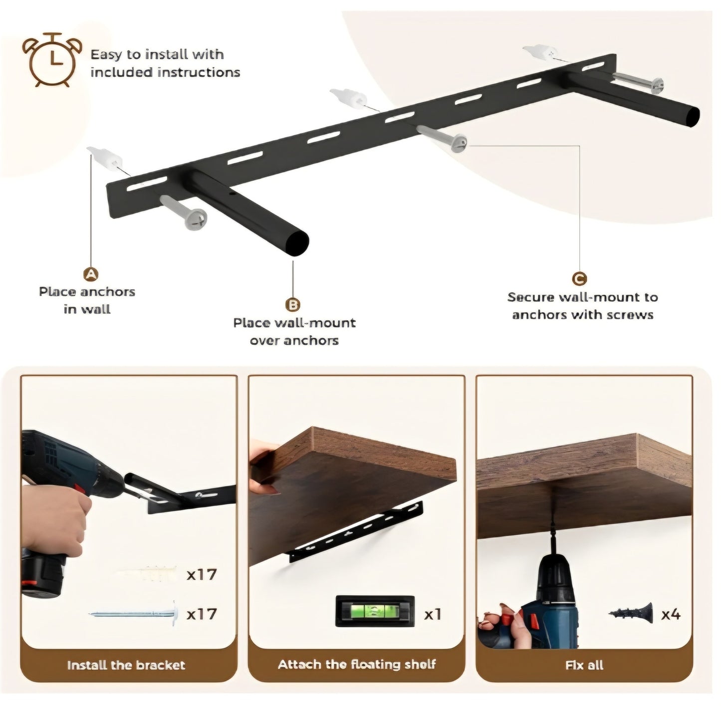 Axeman Floating Shelves for Wall, Rustic Wood Wall Mounted Shelves for Bathroom, Bedroom