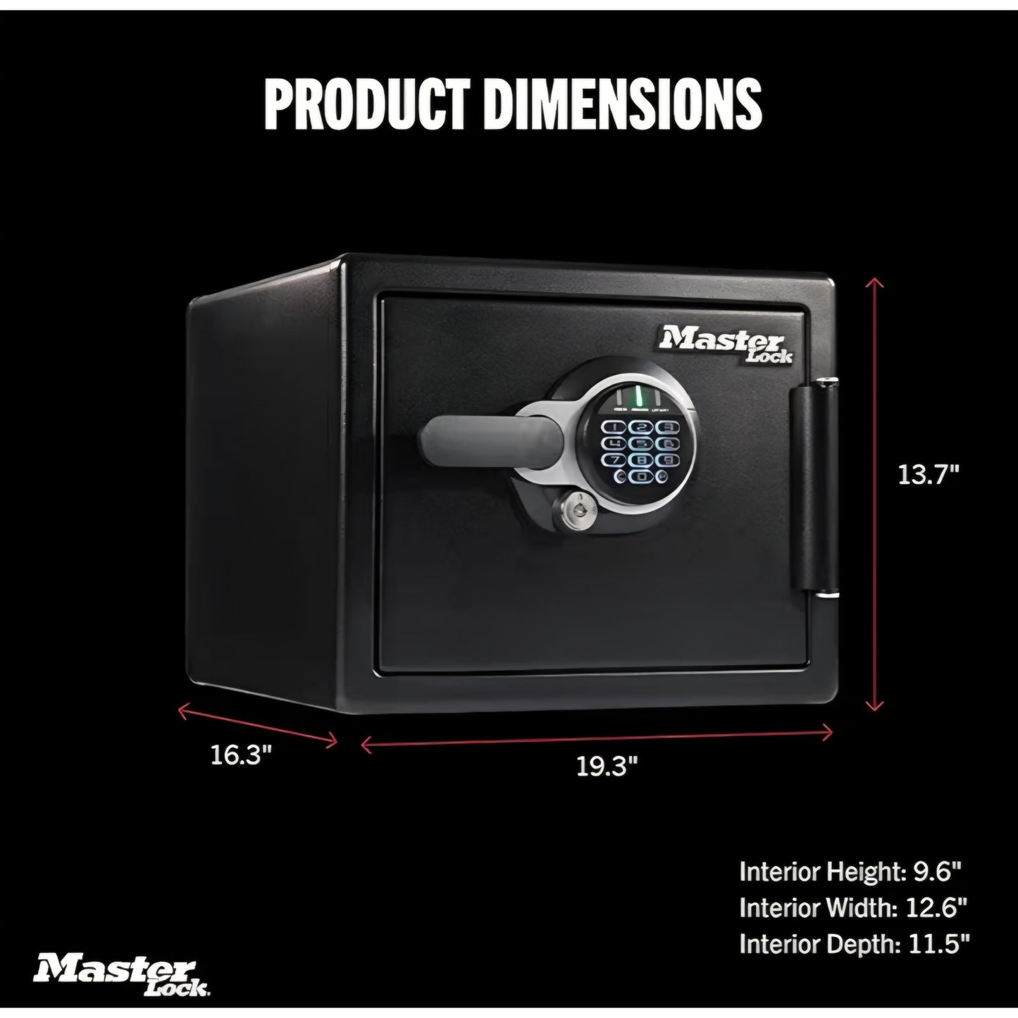 Master Lock Black Premium Fireproof and Waterproof Safe with Digital Keypad, 0.82 cu-ft, STW082GTC