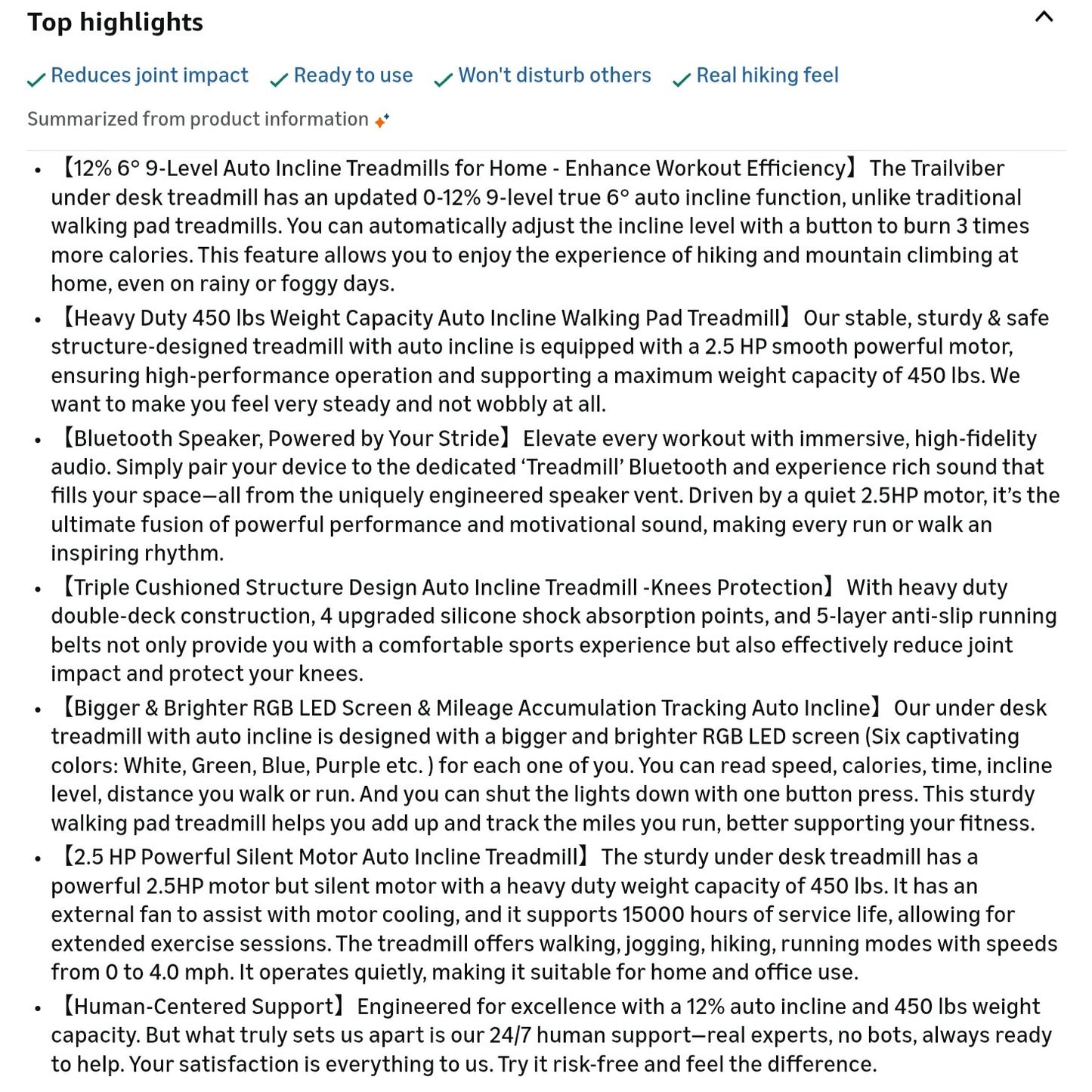 Walking Pad Treadmill with 12% 9-Level Auto Incline, 450 lbs Capacity RGB LED Screen, Bluetooth