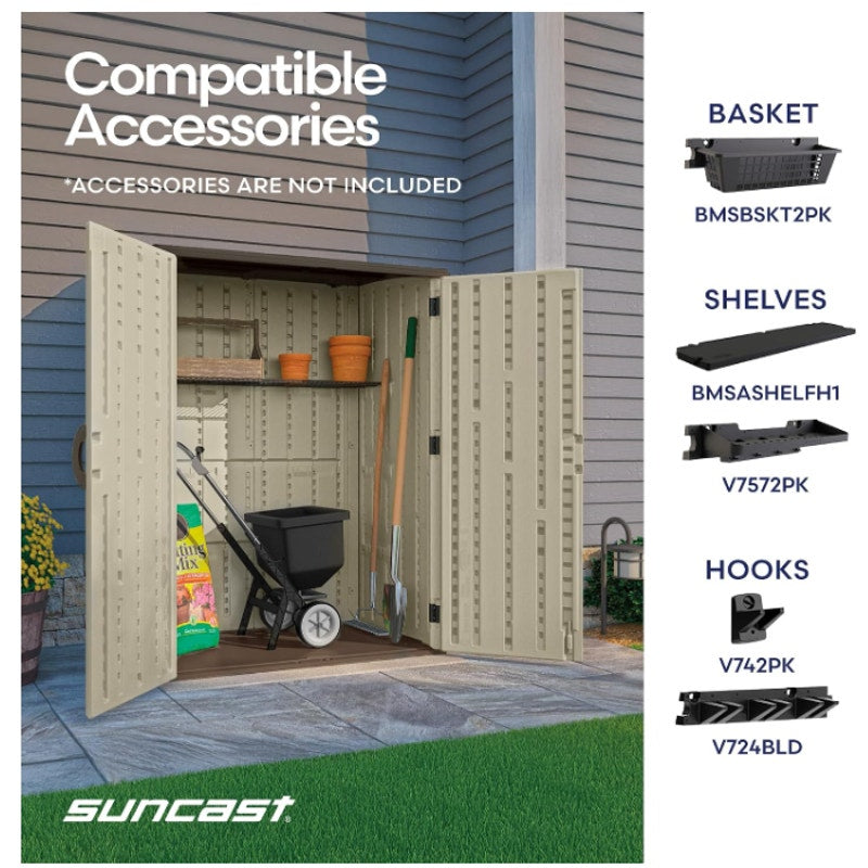 Suncast Outdoor Storage Shed, Water Resistant Resin Vertical Outdoor Storage Cabinet for Patio