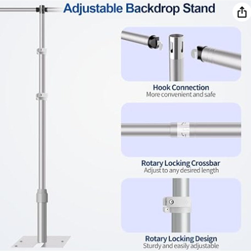 Heavy Duty Backdrop Stand 10x20ft, Pipe and Drape Background Stand Large Size Adjustable Frame