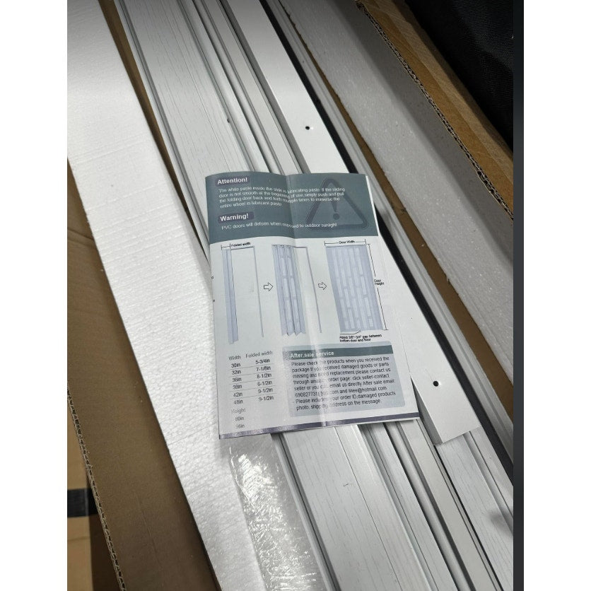 DIYHD 36X96in Frosted Glass PVC Folding Accordion Door with Latch
