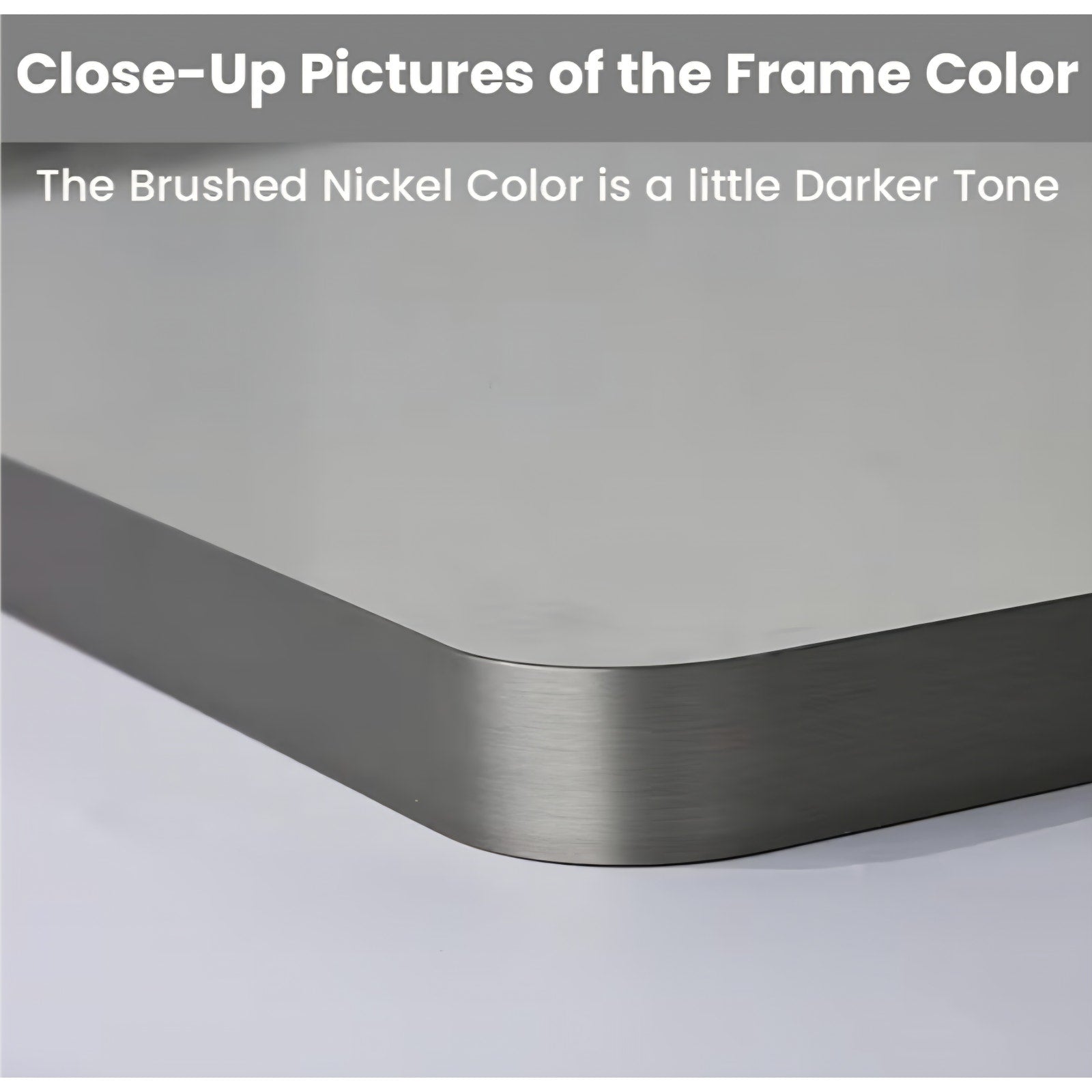 LOAAO 48X32 Inch Brushed Nickel Bathroom Mirror, Rounded Rectangle Silver Metal Frame Mirror