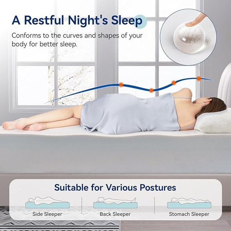 Queen matress 12 inch  Amazon Basic Medium Firm Memory Foam Mattress, Breathable, White/Grey