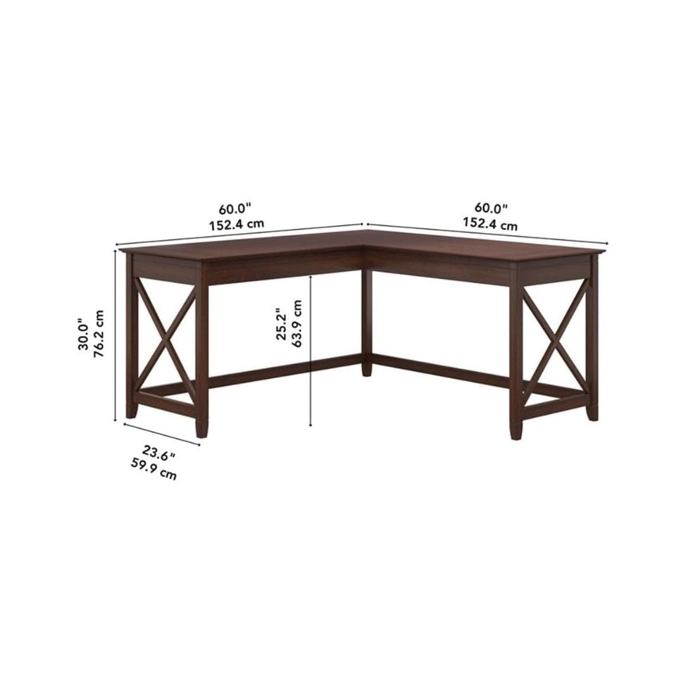 Bush Furniture Key West 60W L Shaped Desk with Mobile File Cabinet and Desktop Organizers