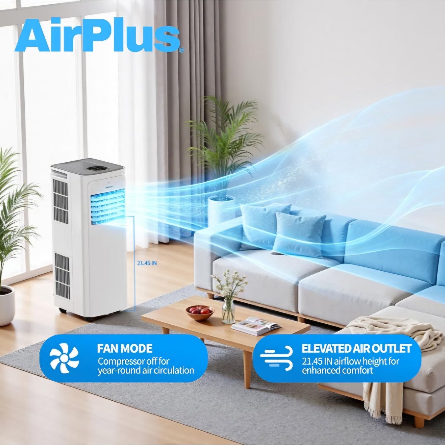 AIRPLUS 2026 Upgraded Portable Air Conditioner 12000 BTU with Heat, 4-in-1 AC Unit, Cooling