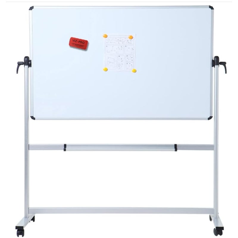 VIZ-PRO Double-Sided Magnetic Mobile Whiteboard, 72" x 48"
