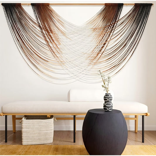 Flber Macrame Wall Hanging Dip Dye Brown Boho Wall Decor Yarn Tapestry Modern Living Room
