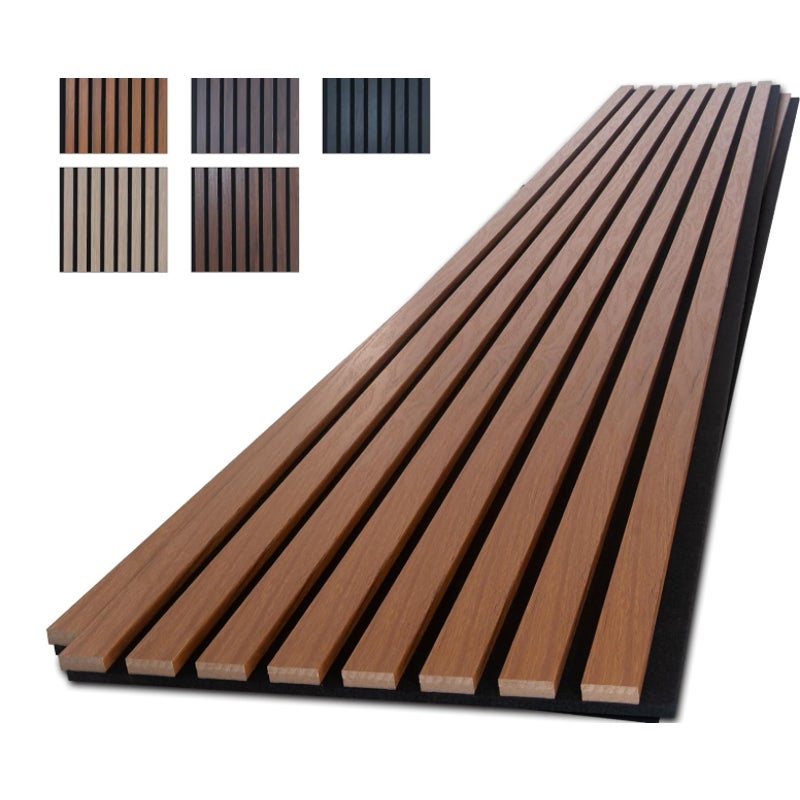 NeatiEase Wood Panels for Wall, 4-Piece 96" x 12.6" Soundproof Wood Slat Wall (Teak)