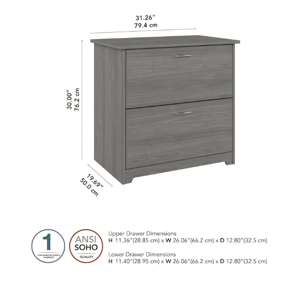 Bush Home Cabot 2 Drawer Lateral File Cabinet in Modern Gray