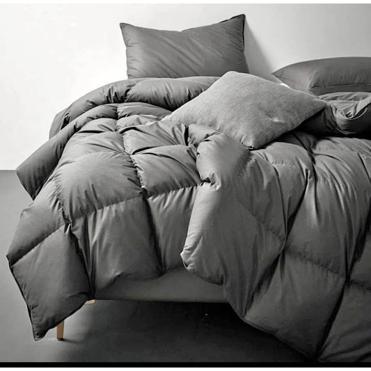 Royoliving Premium Feathers Down Duvet Insert Comforter Queen Size Charcoal Grey Heavyweight Thicken