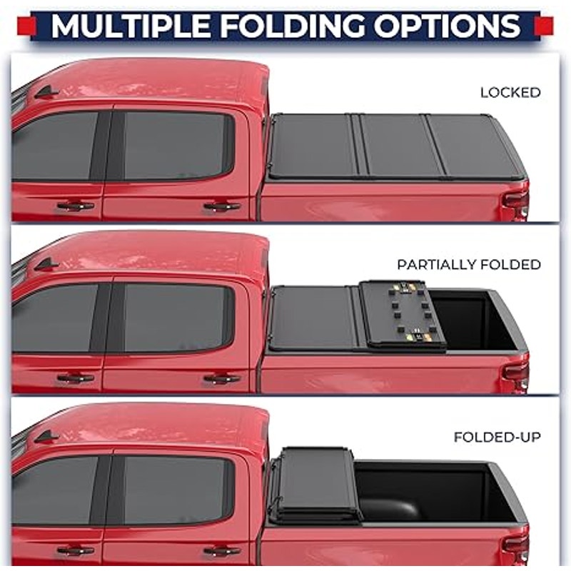 MOSTPLUS Fiberglass Tri Fold Hard Truck Bed Tonneau Cover Comp. 2004-2012 Chevy Colorado, 5 FT Feet