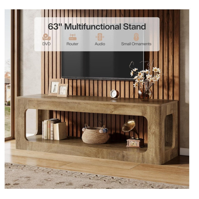 Tribesigns 63-Inch TV Stand, Farmhouse Entertainment Center for 55/60/65/75-Inch TVs