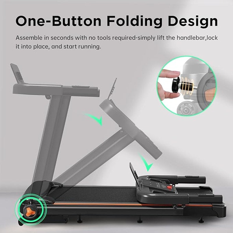 Treadmill with 0-15% Auto Incline, 3.5HP Quiet Brushless Foldable, 300 Lbs Cap.Bluetooth APP, Black