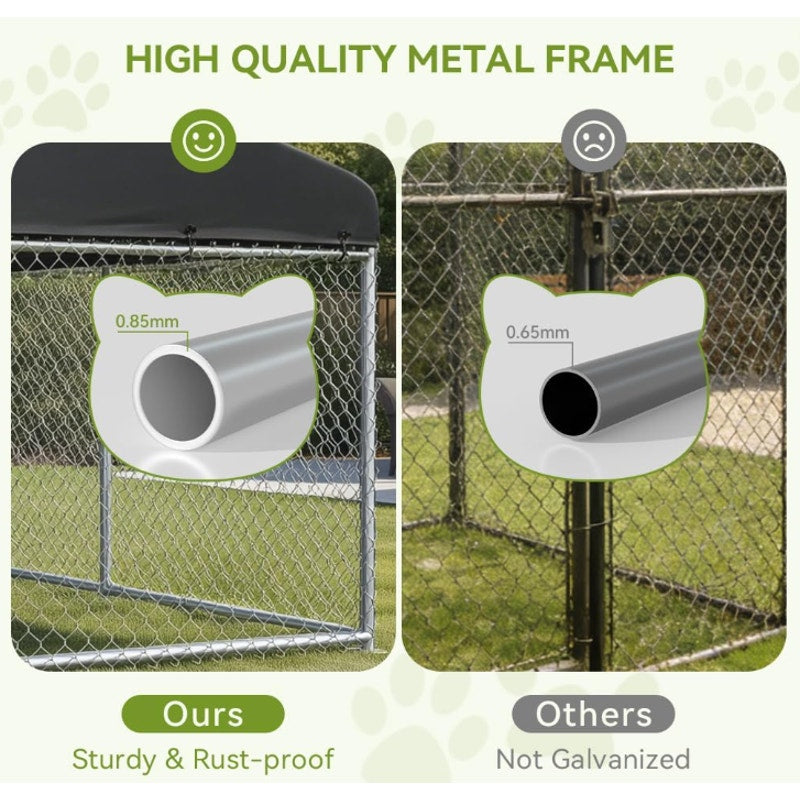 COMHOMA 10×10FT Outdoor Dog Kennel withAdjustable Bowls Feeder Heavy Duty Extra-Large Dog Enclosure