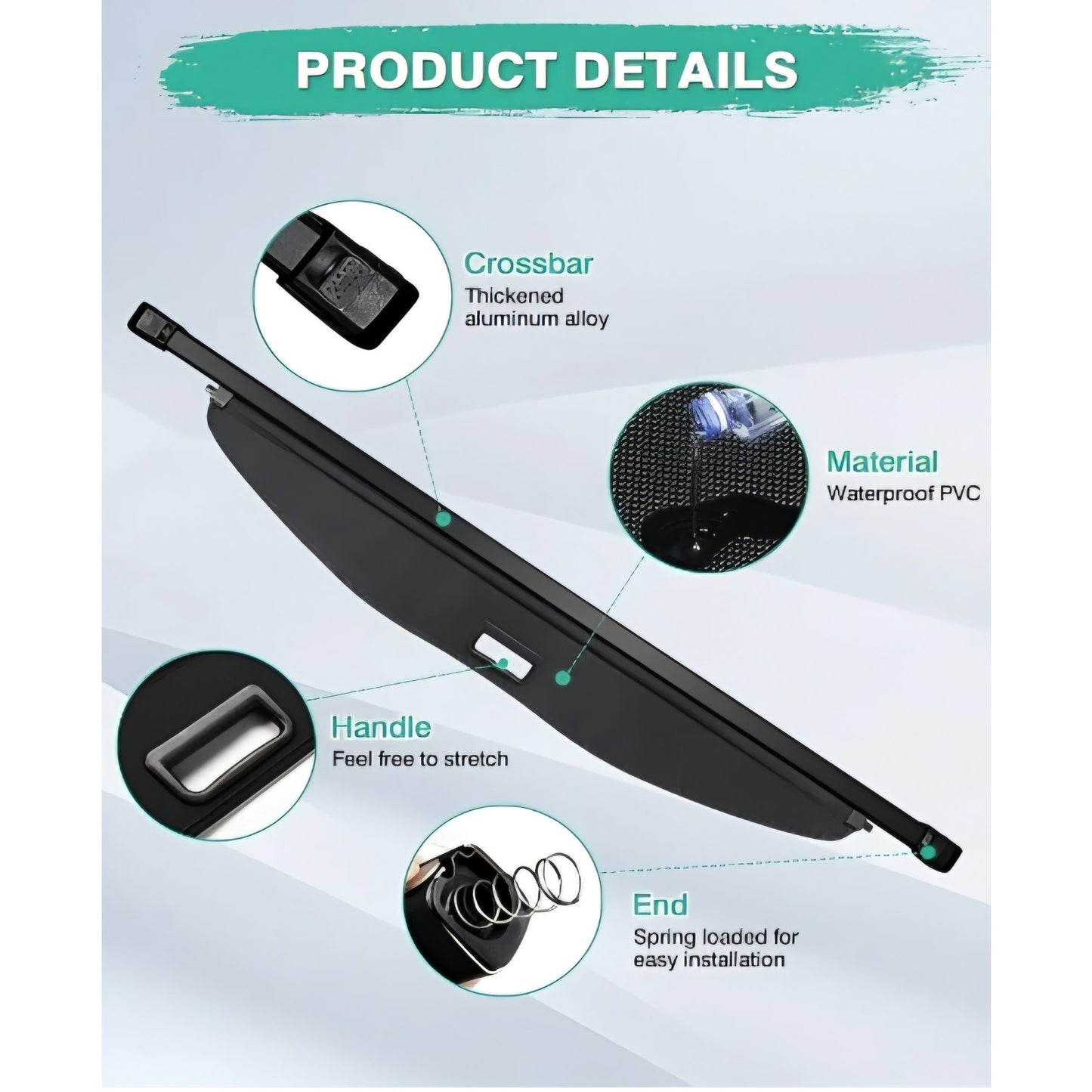 Powerty Cargo Cover for 2024 Toyota Grand Highlander Accessories Trunk Cover Retractable Trunk