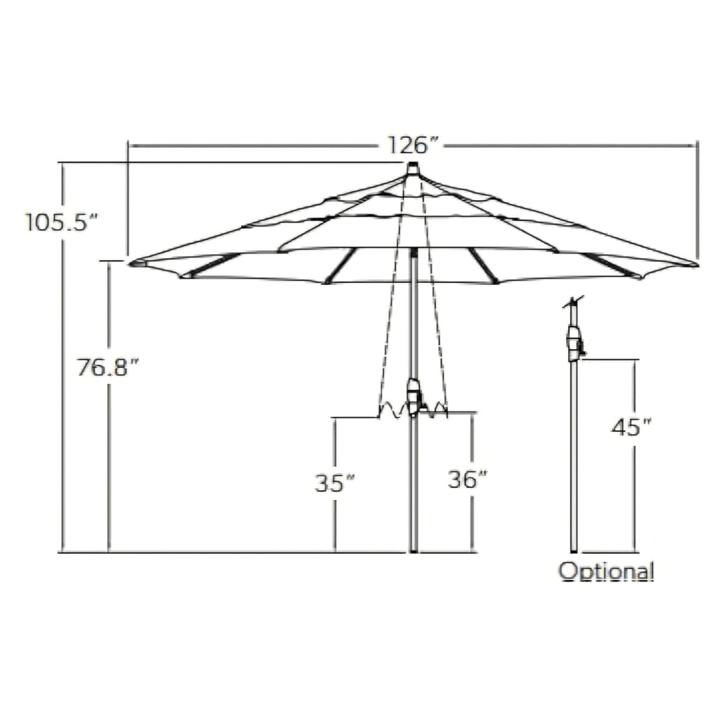 Treasure Garden 11-Foot (Model 812) Deluxe Auto-Tilt Market Umbrella with Bronze Frame and Sunbrella Fabric: Forest Green with Double Wind Vent (Includes 3 Year Extended Frame Warrantee)