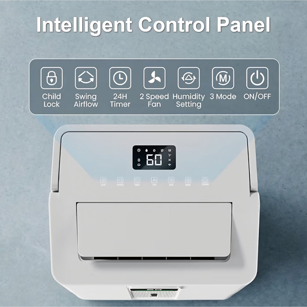 MEPTY Dehumidifier for Basement &amp; Home with Drain Hose,Smart Humidity Control,24H Timer &amp; Child Lock,3-Color Humidity Display Ideal for Bedroom,Bathroom