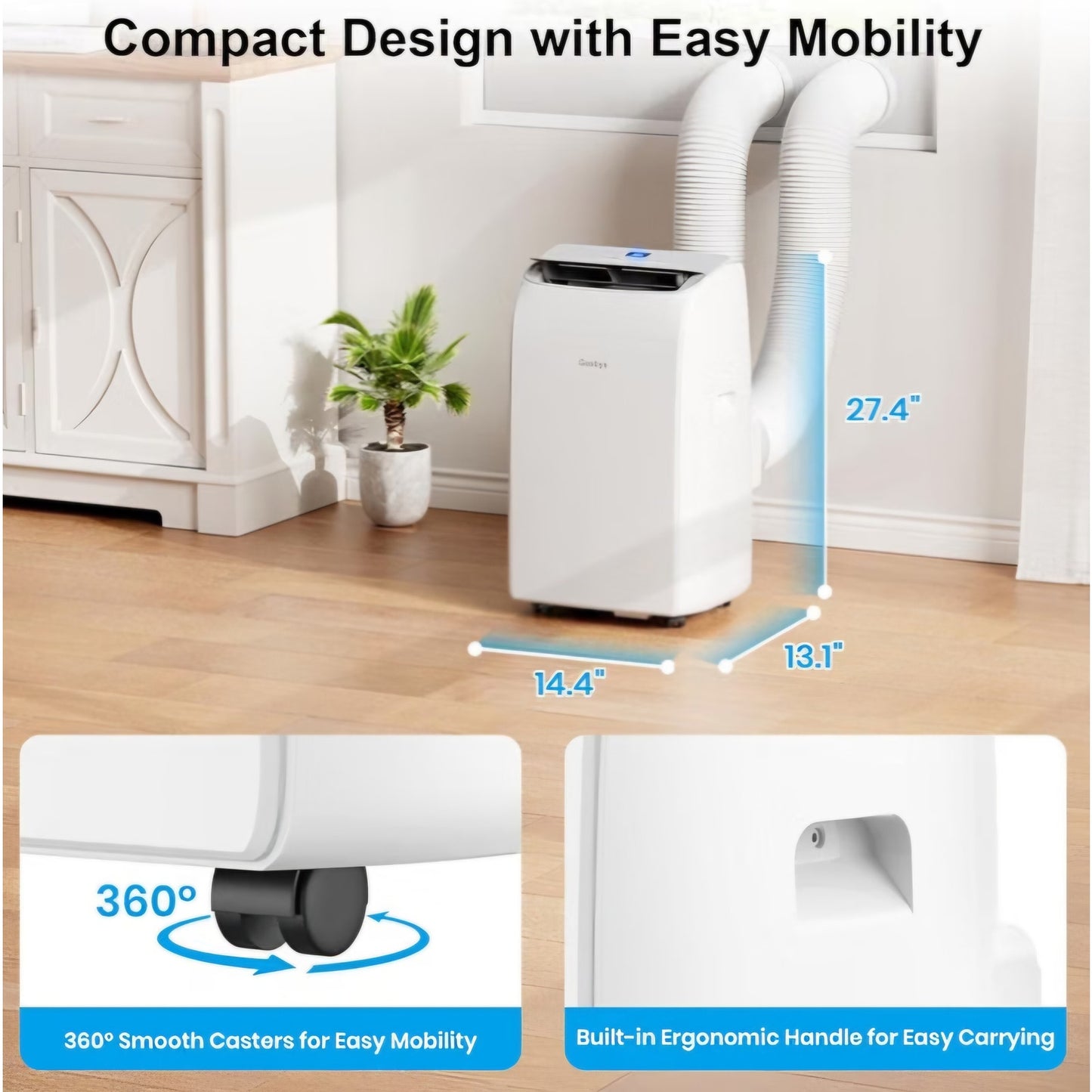 Gasbye Dual Hose Portable Air Conditioners, 12,000 BTU Portable AC Cools Up to 450 Sq.Ft