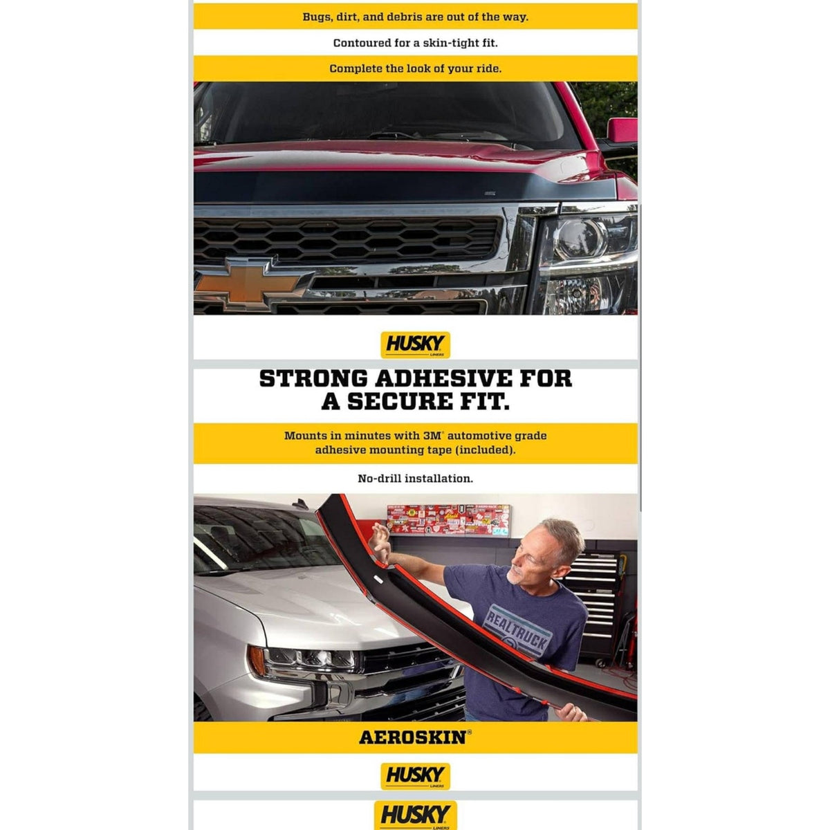 Husky Liners Aeroskin Hood Protector | Fits 2020-2025 GMC Sierra 2500 HD, 3500 HD | Low Profile