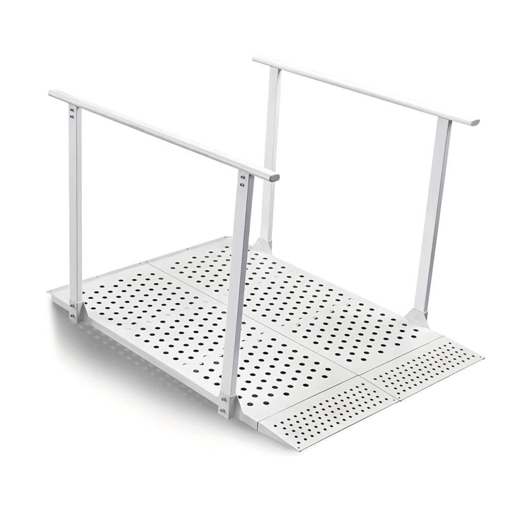 Folding Ramp with Handrails for 5-12" Rise, Heavy Duty Ramp with Adjustable Flap