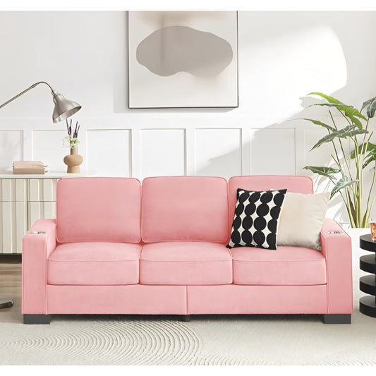83.86" Corduroy Fabric Sofa,Loveseat Modern Compressed Couch,3-Seater Futon Sofa