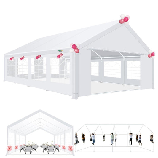 COBIZI 20x20ft Party Tent Heavy Duty with 8 Sidewalls, Wedding and Event Canopy & Carport