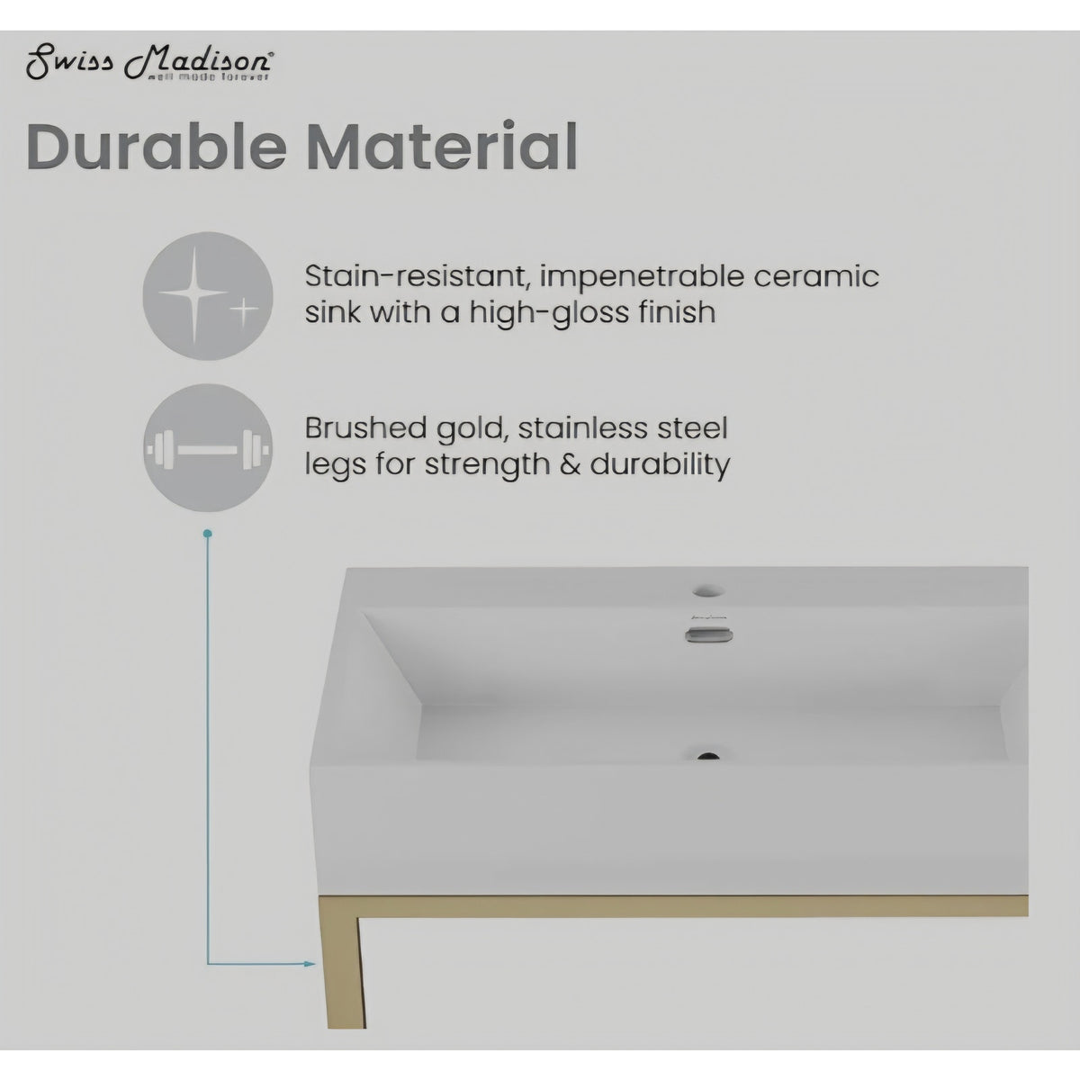 Concorde 30" Rectangle Console Sink with Brushed Gold Legs