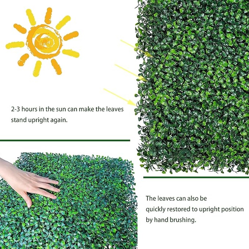 Artificial Boxwood Roll: 5 ft x 10 ft UV-Anti Faux Ivy Boxwood Hedge Leaf Grass Wall for Garden