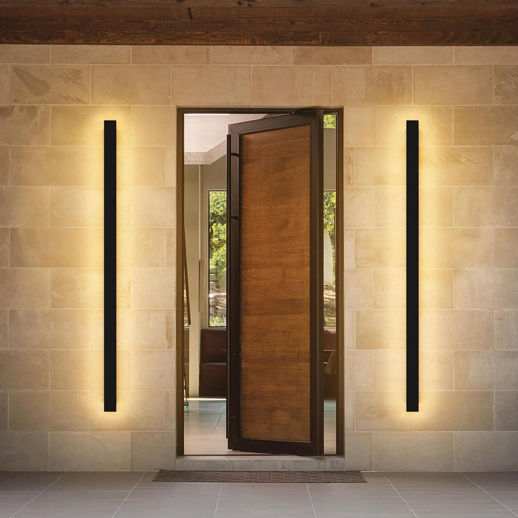 1 light 56.3inch Long Outdoor LED Wall Lights 45W Black 3000K WarmWhite Porch Lights Acrylic.