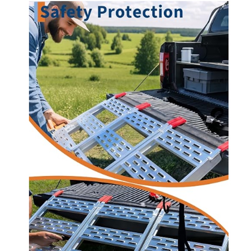 GarveeTech 1500LBS Aluminum Tri-Fold Ramp for Pickup Trucks ATV 76x50in Aluminum ATV ramps