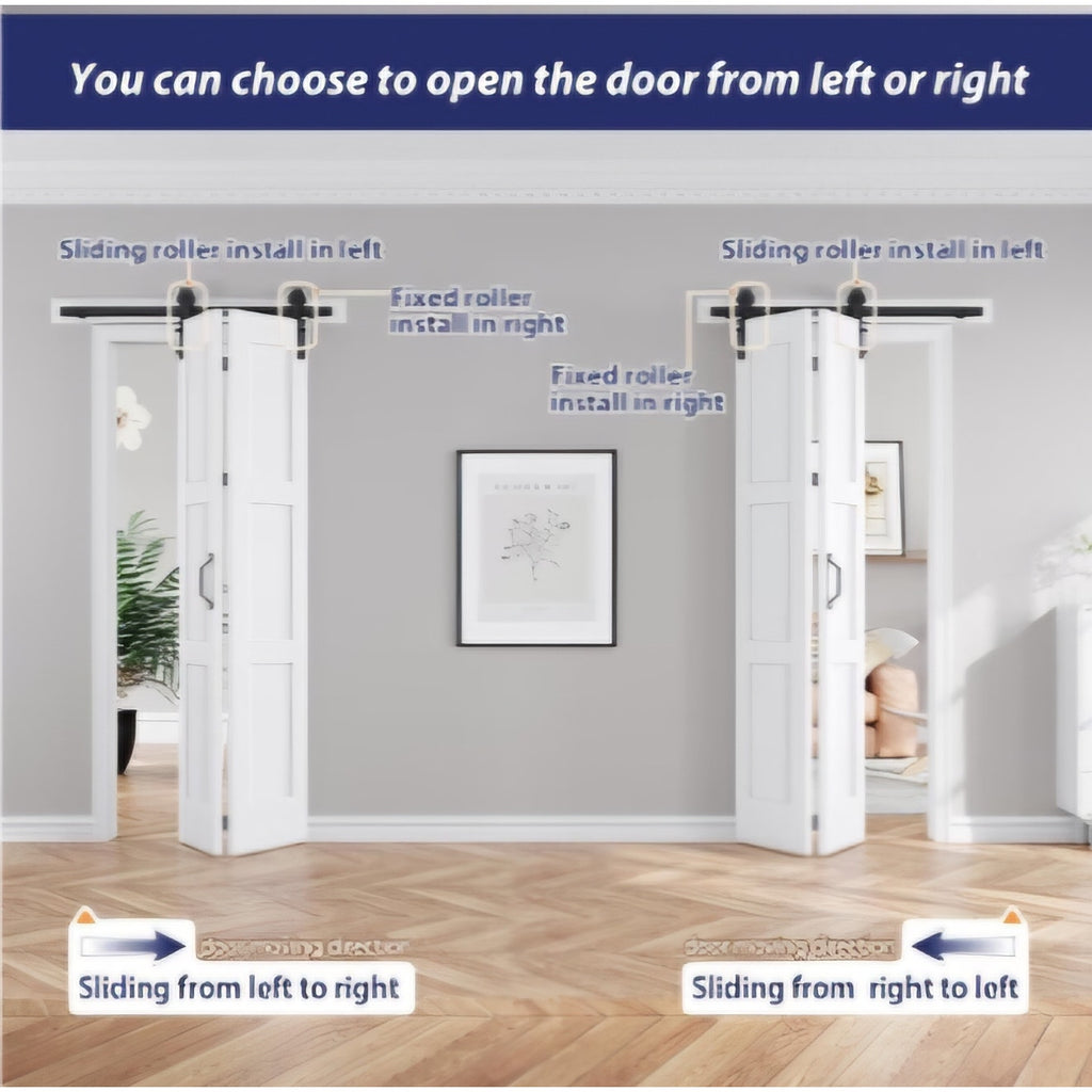 30X84(Double 15x84) White Bifold Barn Door Sliding Bi fold Doors Bi-fold Folding with 34"