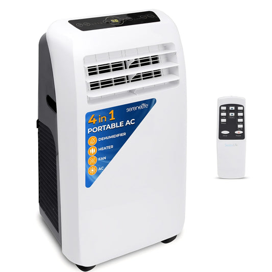 SereneLife Small Air Conditioner Portable 12,000 BTU with Built-in Dehumidifier + Heat - Portable