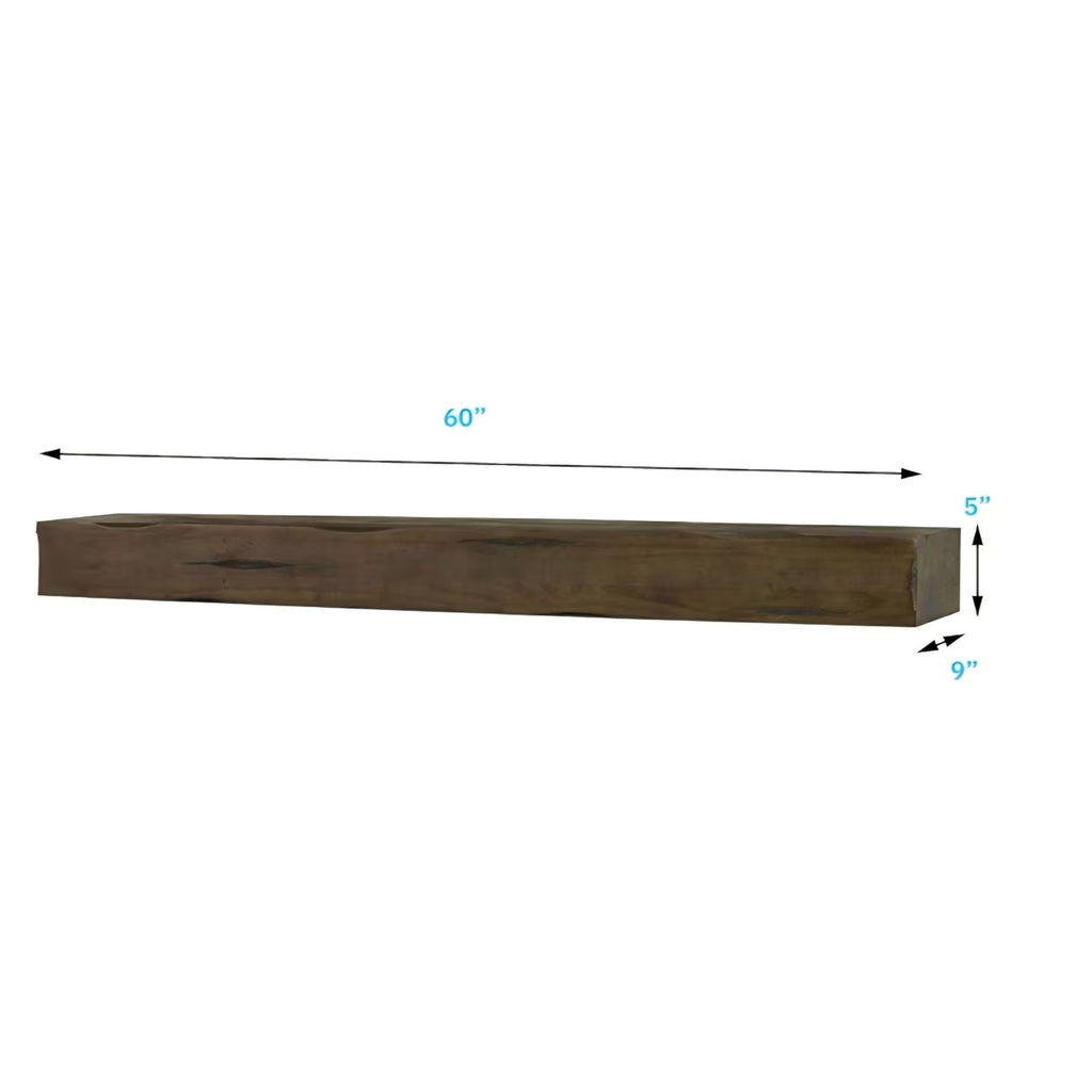 Breckenridge 60” Fireplace Mantel Shelf with Corbels – Rustic Floating Mantel Shelf for Over Firepl