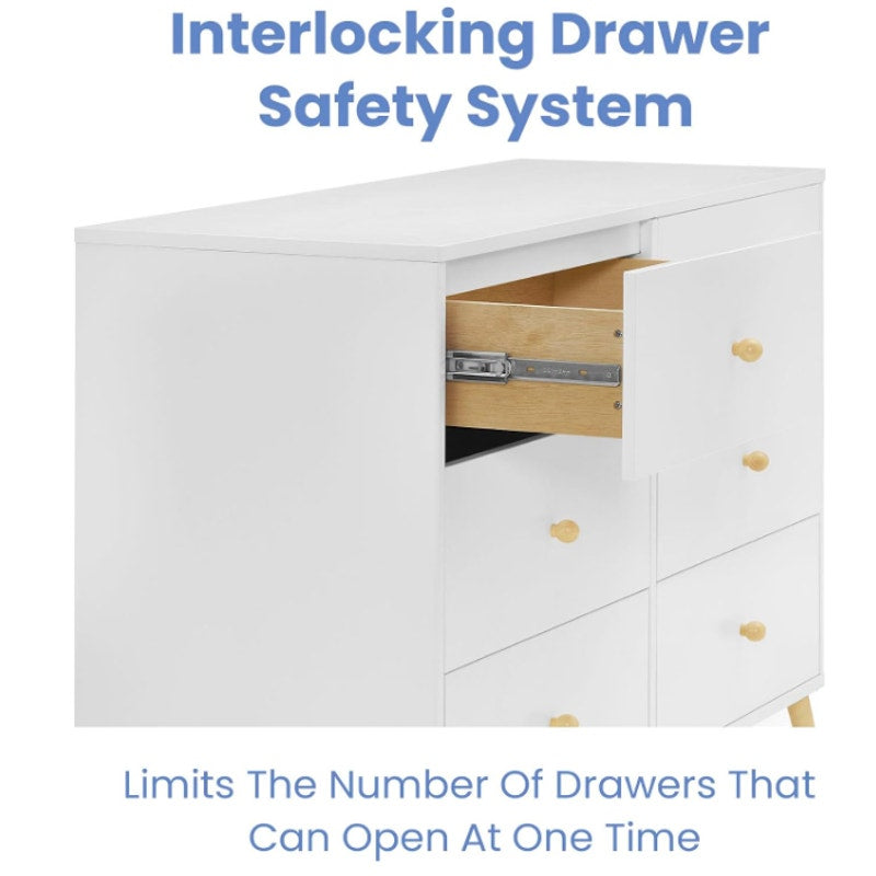 Delta Children Essex 6 Drawer Dresser, Bianca White/Natural