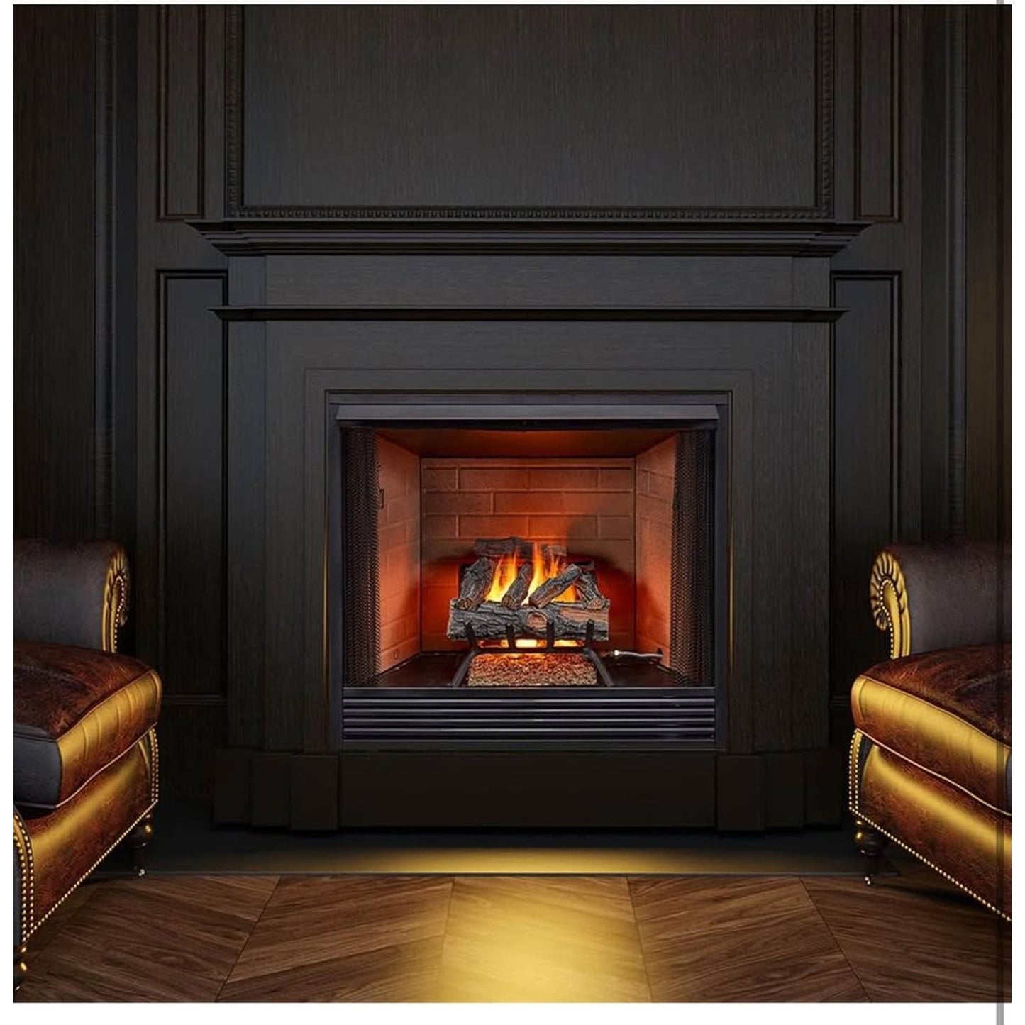HearthSense MO18HVL Natural Gas Vented Fireplace Logs Set with Match Light, 45000 BTU, Heats up to 1