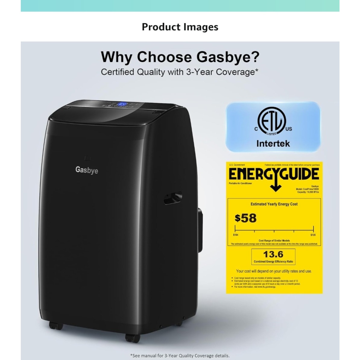 Dual Hose Portable Air Conditioner, [2025 Upgraded] Full DC Inverter Compressor, Energy-Saving 13.6