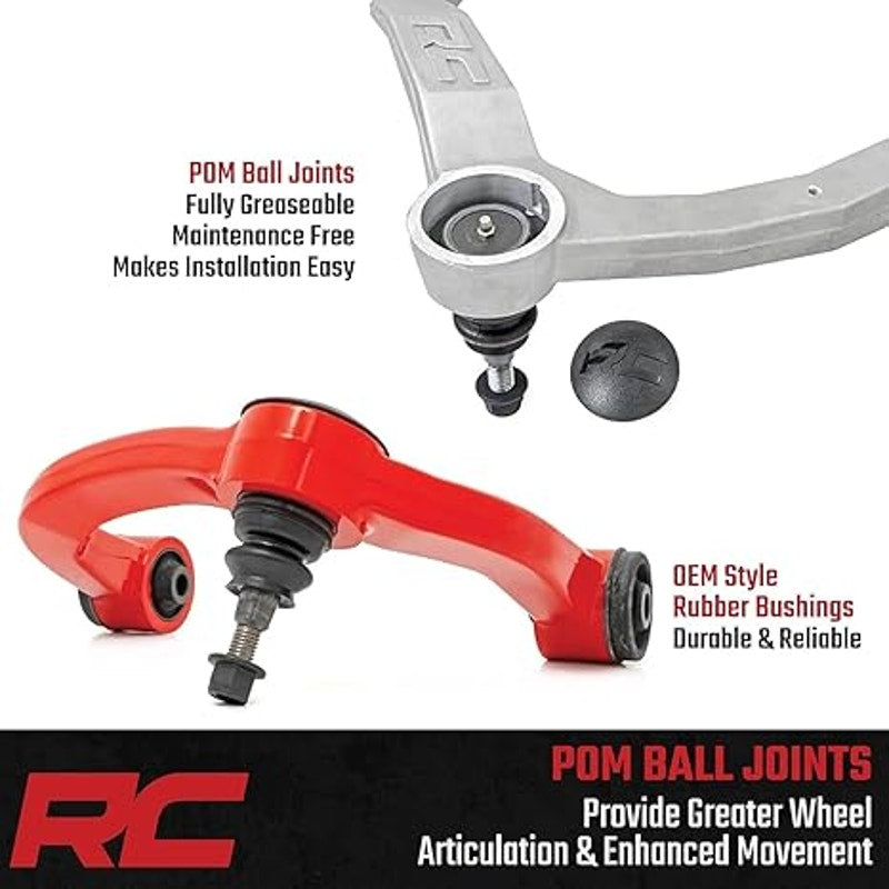 Rough Country Forged Aluminum Upper Control Arms for 12-18 Ram 1500-31201RED, Red Finish Color