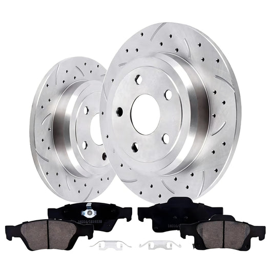 Rear Brake Pads And Rotors Kit Compatible Dodge Durango 2014-2020 For Jeep Grand Cherokee 2011-2020