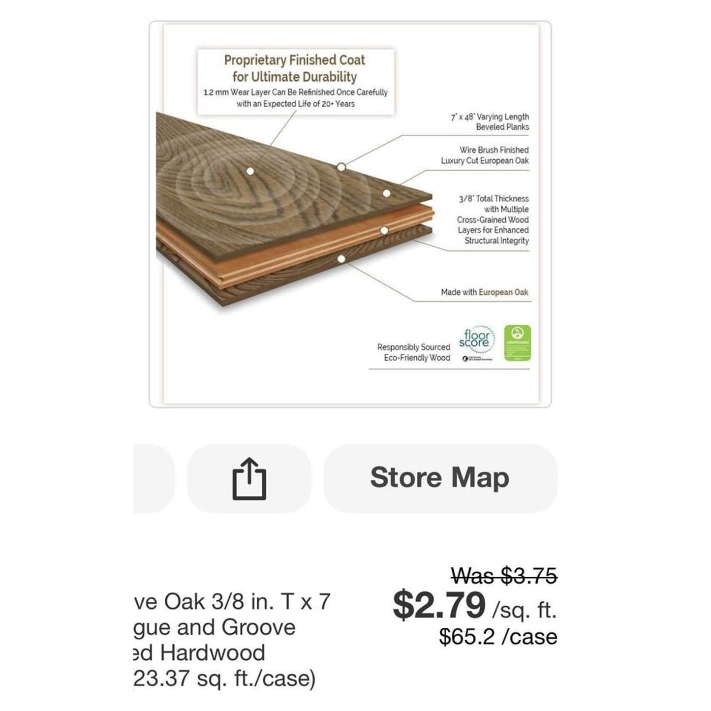 Flooring Baker Cove Oak 3/8 in. Tx7 in. W Tongue and Groove Engineered Hardwood