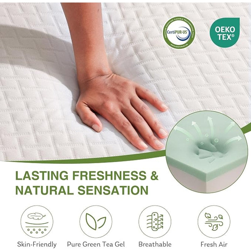 EGOHOME Queen Mattress  in A Box, 12 In, Medium Firm, Cooling Green Tea Gel, 80''L x 60''W, White