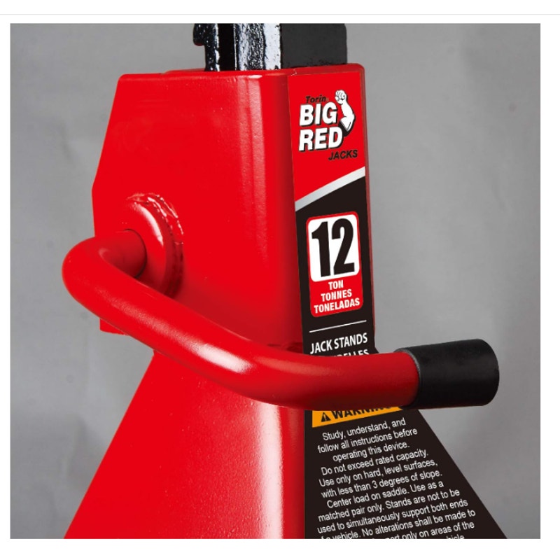 Big RED 12 Ton Jack Stands,18.31"-28.15", Heavy Duty Steel, 1 Pair 18.31-28.15 inch