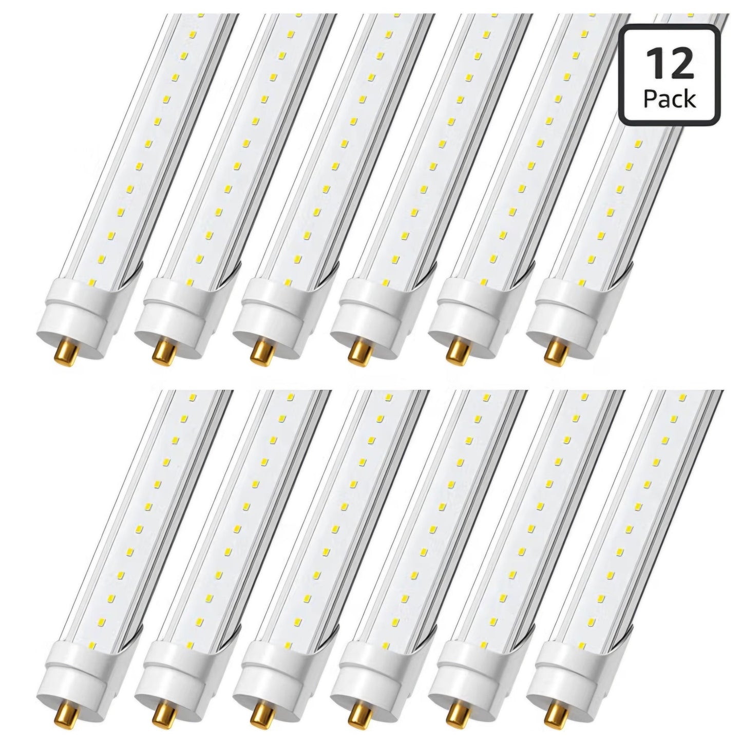 8 Foot Led Lights, 5850LM,Ballast Bypass,6000k Clear Cover(12 Pack