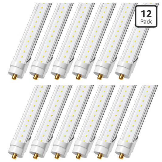 8 Foot Led Lights, 5850LM,Ballast Bypass,6000k Clear Cover(12 Pack