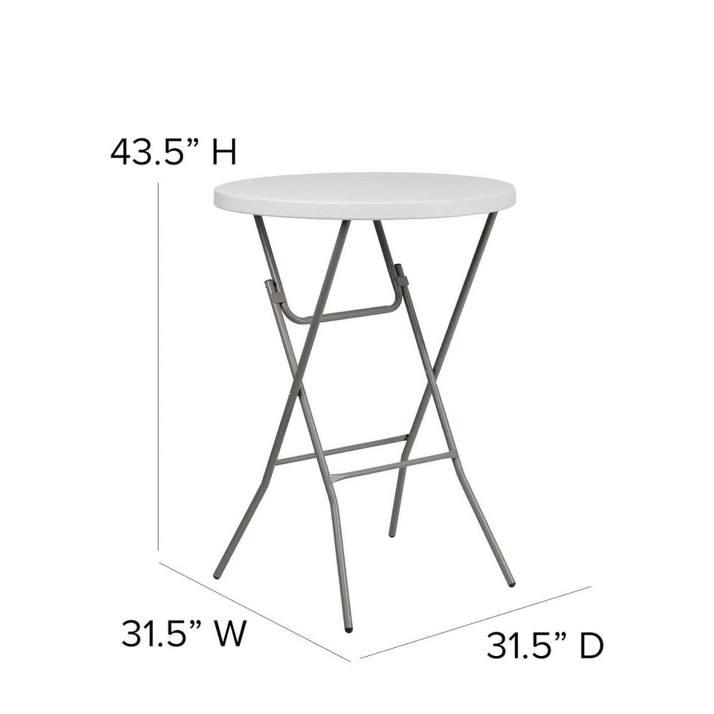 Flash Furniture Kathryn 2.63' Round Folding Bar Height Table for Parties and Commercial Events.