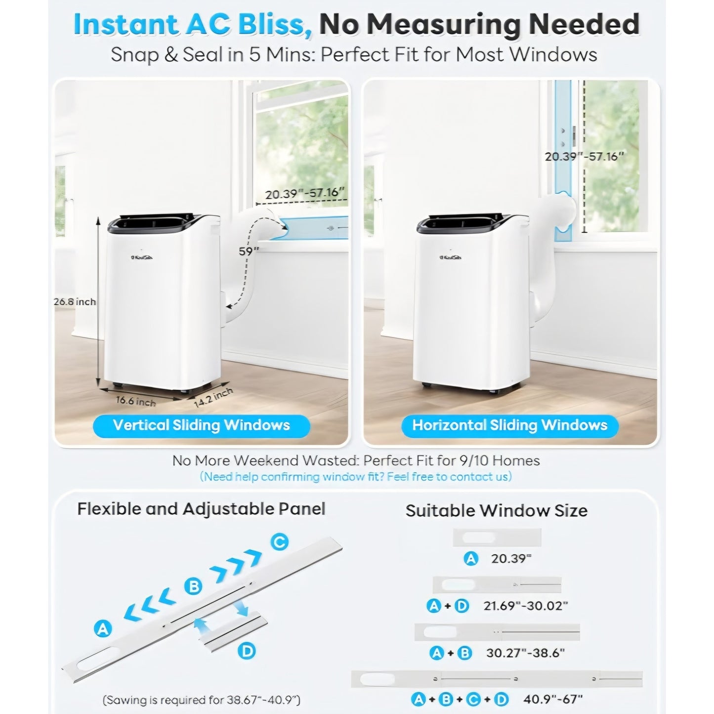14,000 BTU Portable Air Conditioner Cools Up to 700 Sq.Ft, Auto-Evaporation Low Noise