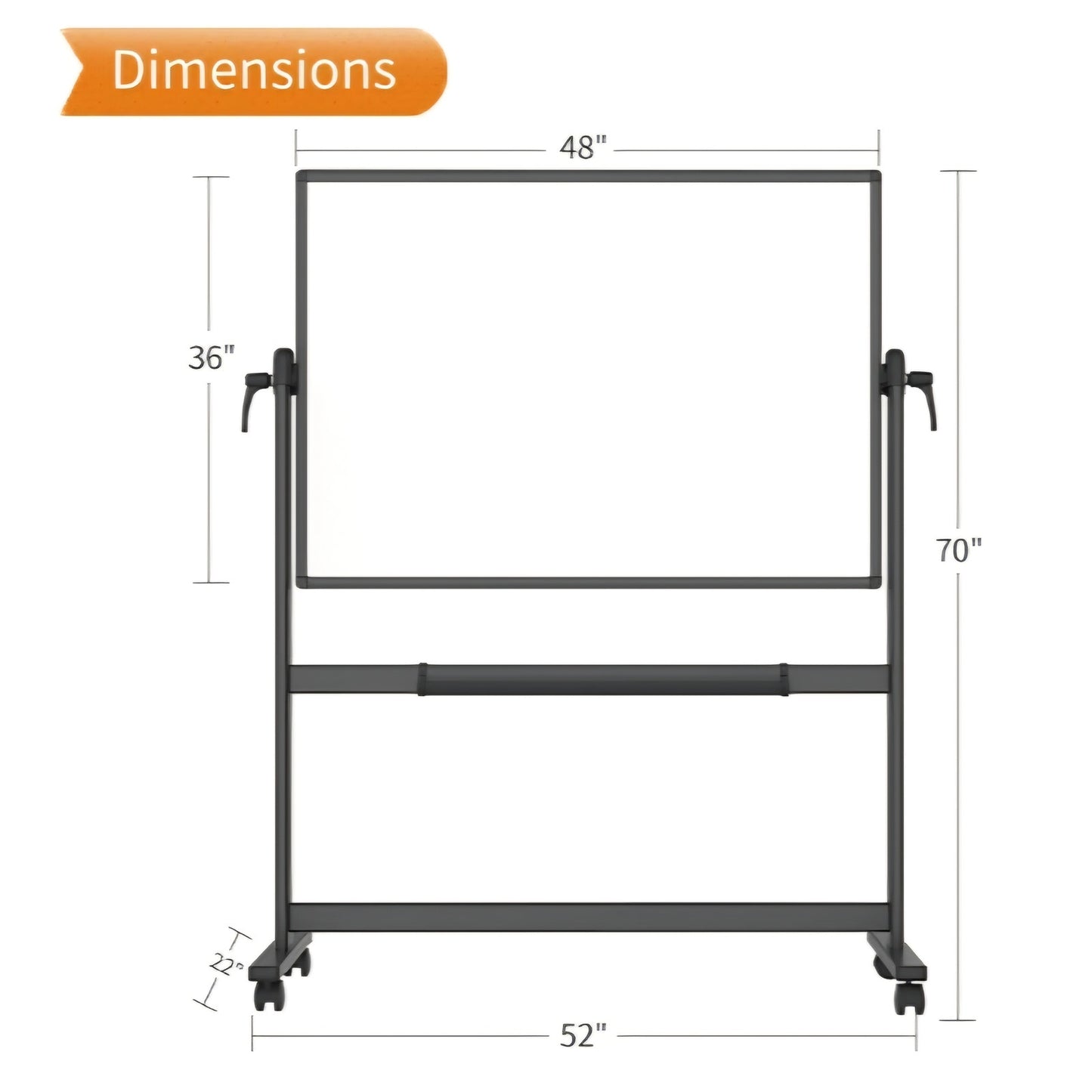 VIZ-PRO Double-Sided Magnetic Mobile Whiteboard, 48 x 36 Inches