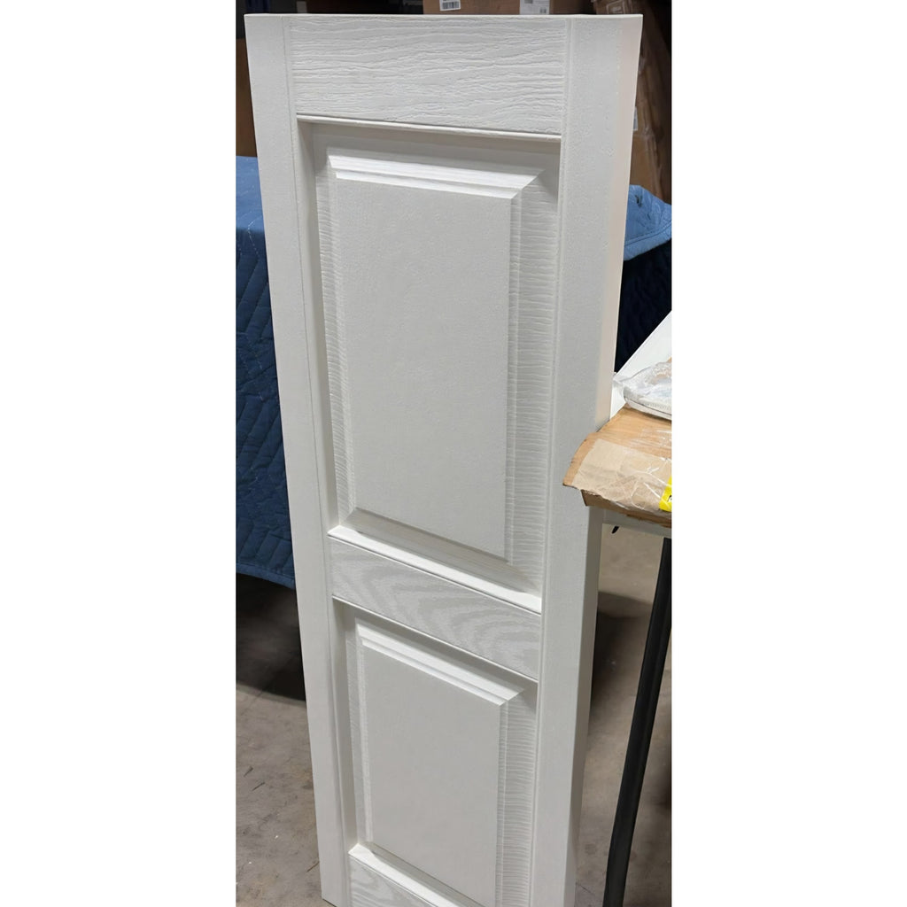 Two Equal Panels, Raised Panel Shutters, (Per Pair) White 14.75 in. W x 43 in. H