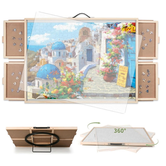 (199) 2000 Pieces 2-in-1 Tilting & Rotating Puzzle Board, 40.16"x28.5"Portable Puzzle Table
